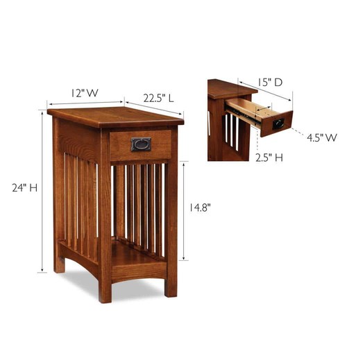 Leick Home 12 in. W x 22.5 in. D Mission Impeccable Medium Oak Rectangle Wood - Picture 2 of 10