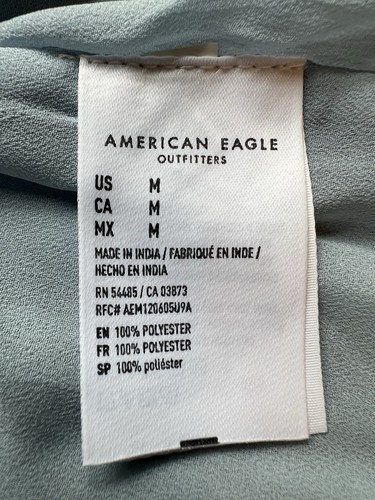 Camicetta babydoll American Eagle top donna blu medio trasparente ricamata con volant - Foto 15 di 16