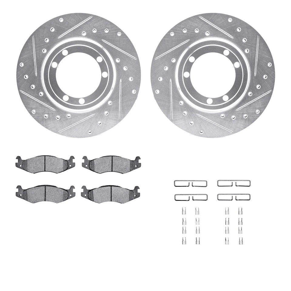For AM General Hummer 92-01 Drilled & Slotted Front Brake Kit w Super Duty Pads Foto 2 de 3