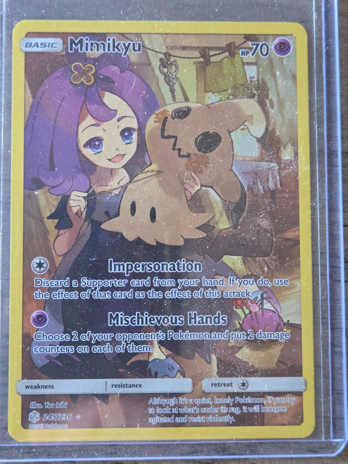 Mimikyu 245/236 Alt Art Secret Rare Pokemon Sun & Moon Cosmic Eclipse NM