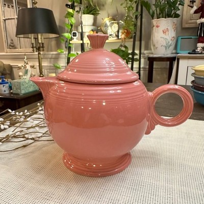 Fiesta Rose Pink Teapot w/ Lid Homer Laughlin Large Ring Handle