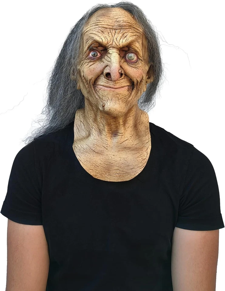 Hagatha the Crone Witch Mask, Gray / Beige, One Size - Image 3 of 4