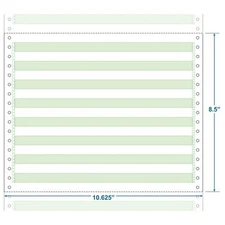 10-5/8" x 8-1/2" (W x H) Continuous 20# Computer Paper, 1/2" Green Bar (Carton