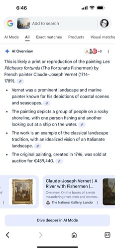 Helman Farbradierung Französisch 1700er "Der glückliche Fischer" Goldrahmen 24x20 - Bild 8 von 9