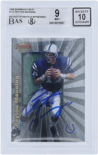 Peyton Manning Colts Signed 1998 Bowman's Best #112 Beckett 9/10 Rookie Card