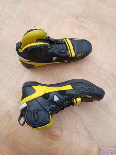 Mens Motorcycle Shoes Motorbike Racing Boots,Yellow Size UK EUR 40 - Picture 2 of 7