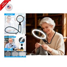 5X 15X Hands Free Magnifying Glass with Light for Reading, Around Neck Magnif...