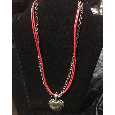 BARSE STERLING SILVER & LEATHER LOVE HEART NECKLACE SKY