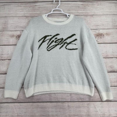 Air Jordan Flight Heritage Sweater Men's Size Large White/Green Loose Fitted NEW