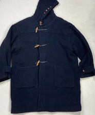 VINTAGE C.P. Company Wool Blend Hooded Duffle Coat Jacket Men Size 52 Navy Blue