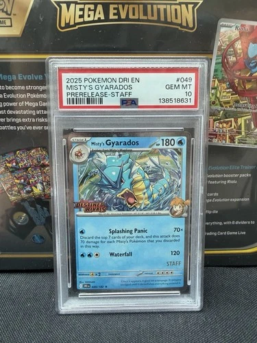 Misty's Gyarados STAFF Promo PSA 10 049/182 Destined Rivals Pokemon Card