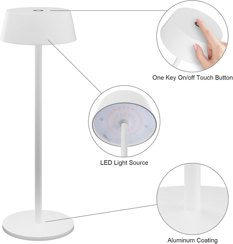 2 Pezzi Lampada Da Tavolo, Luce Calda Colore 3000K, Impermeabile IP54 Lampade Da - Foto 2 di 12