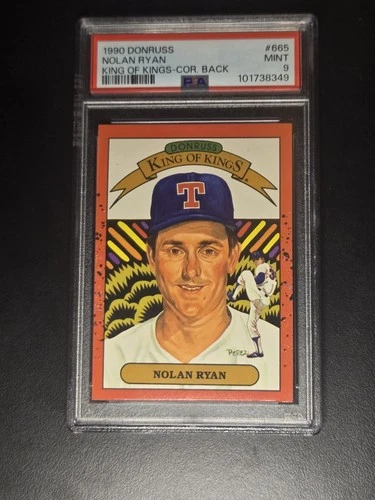 1990 Donruss Nolan Ryan King of Kings, #665, Cor Back, PSA 9, Rangers NICE CARD!