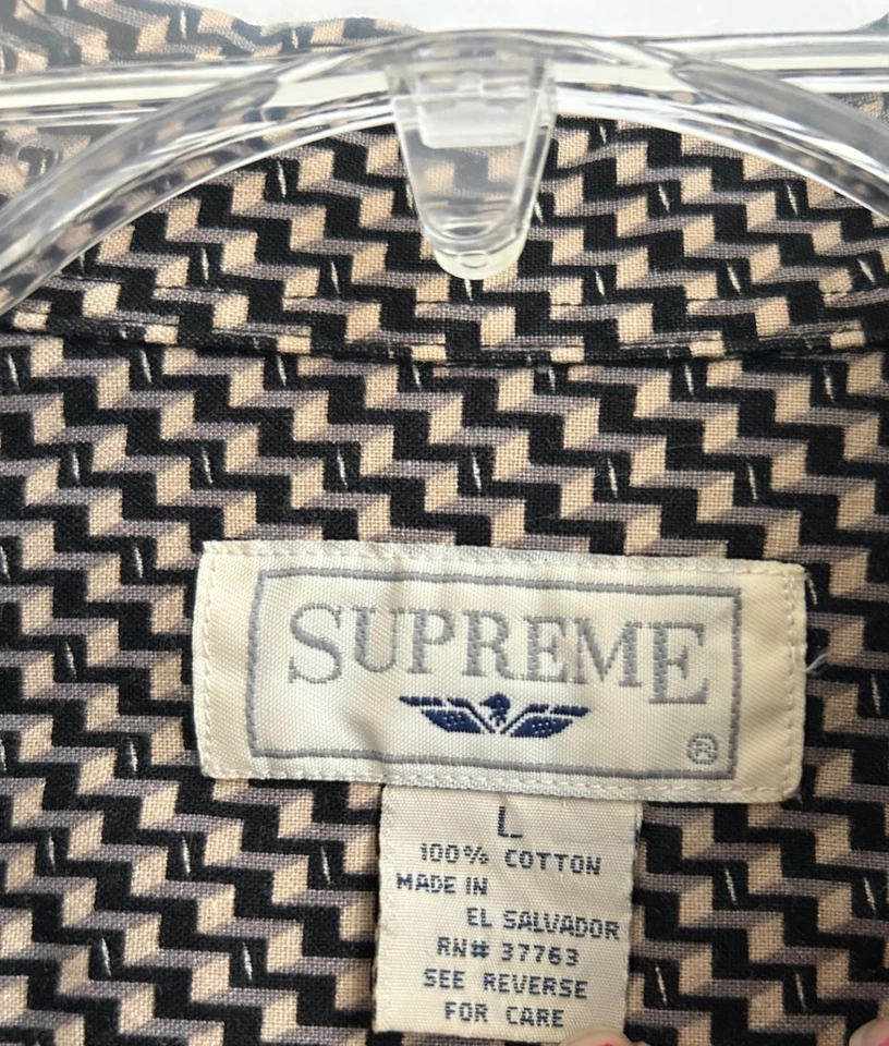 Camisa de manga corta de algodón con botones Geo negra tostada talla L de colección Supreme 100 % algodón Foto 4 de 4
