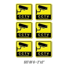 6x Security Camera CCTV Surveillance Sticker Video Warning Decal Notice Caution