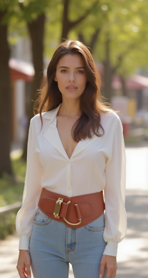 3547 Brown Leather Belt For Women Casual Fashion With Stylish Inflated Women Wide Brown Faux Leather Band Hip Wiats Belt Antique  main image 2