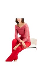 INC Ribbed Off-The-Shoulder Sweater, Red Color Medium Size