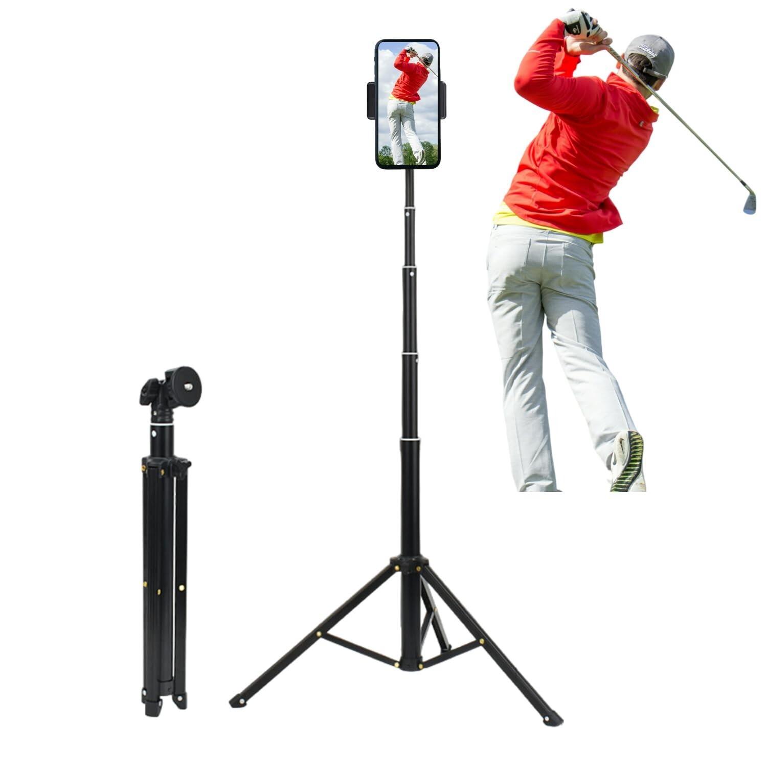 YKI Golf Tripod Selfie Stick, Golf Swing Analyzer Holder, Golf Phone Camera H...