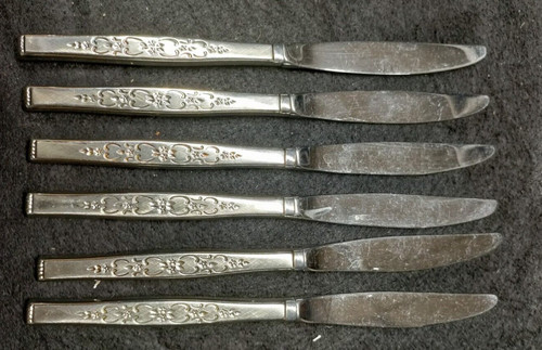 LOT 6 PCS 9 1/4" BUTTER KNIVES WM ROGERS ONEIDA SPANADA FLATWARE STAINLESS