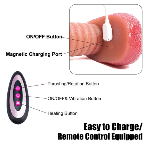 Thrust Heating Realistic Dildo with Handle G Point Vibrator Sex Toys Masturbator - Picture 16 of 23