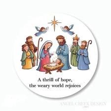 Nativity Baby Jesus Rejoices Holiday Scrapbook Stickers Envelope Seals Favors