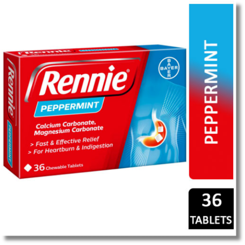 Rennie Peppermint 36 Chewable Tablets Heartburn & Indigestion