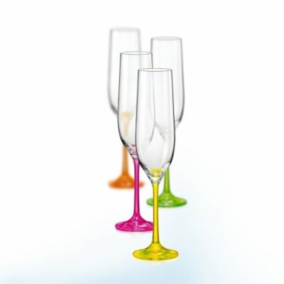 Bohemia Neon Sektgläser Kristallglas verschiedene Neonfarben 190ml 4er Set