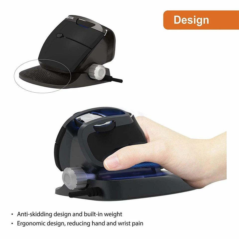 J-Tech Digital Wired Ergonomic Vertical Gaming Mouse W/Adjustable Angle Tilt,LED - Image 4 of 4