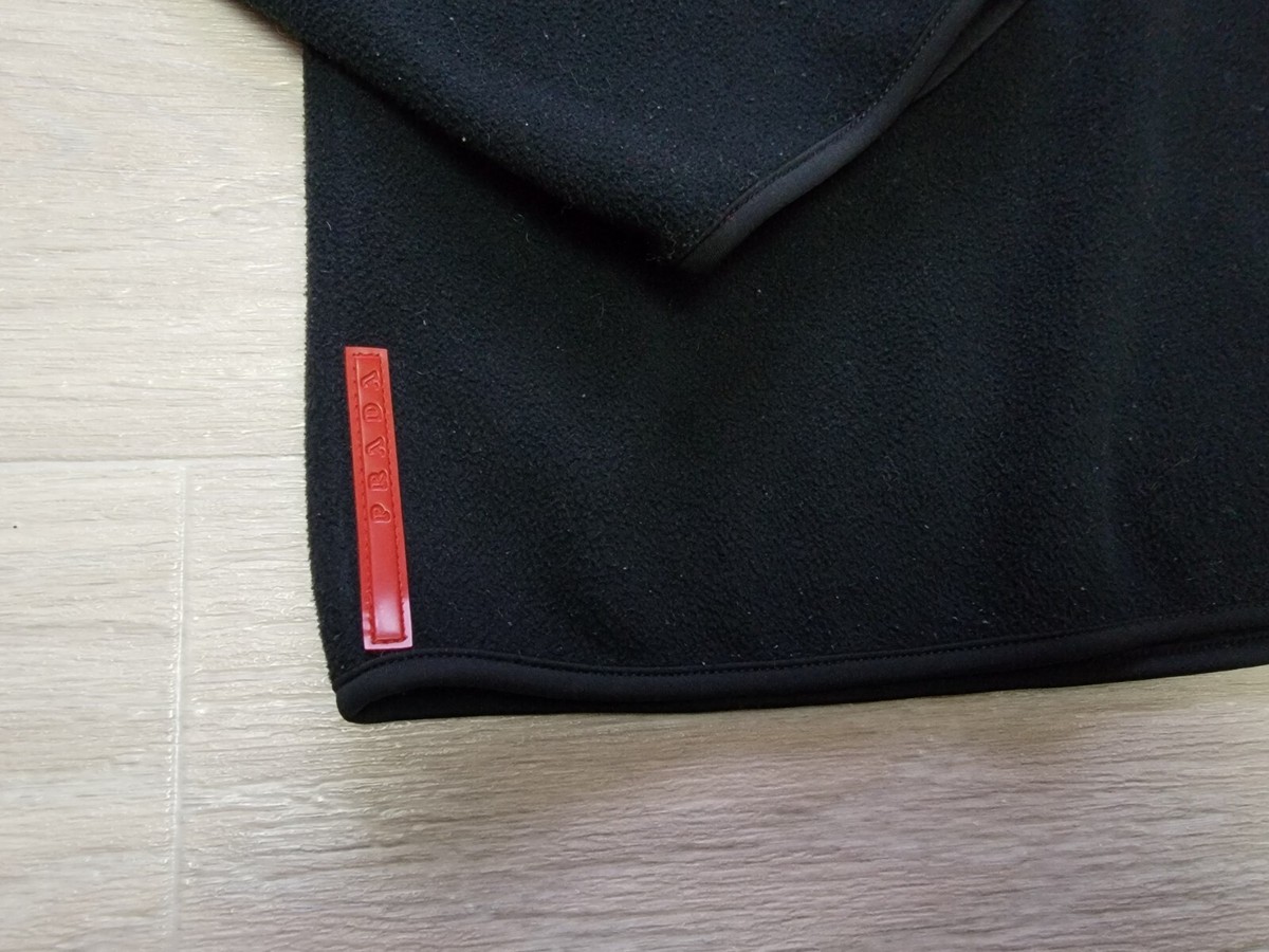 トップス 00s PRADA fur elbow patch zipup knit Prada Sport Black Wool Zip Sweater Grey Elbow Patches