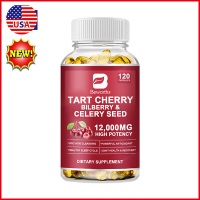 Tart Cherry Extract Capsules with Celery Seed Uric Acid Cleanse Muscle Recovery