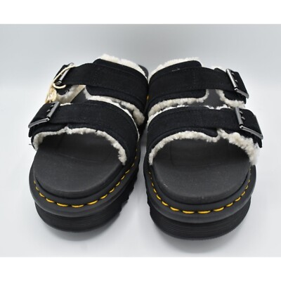 Dr Martens Mens Size 14 Myles Black Suede Buckle Slide Shoes 