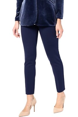 GRAVER Susan Graver Status Stretch Slim Leg Ankle Pants Navy