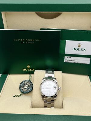 NOS Stickered Rolex Datejust 31 178274 MOP Silver VI Diamond Dial