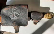 US CIVIL WAR 1864 Infantryman's Cartridge box and cap with belt and buckle