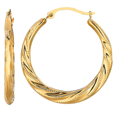 Runde Creolen 10 Karat Gelbgold mit Wirbelstruktur