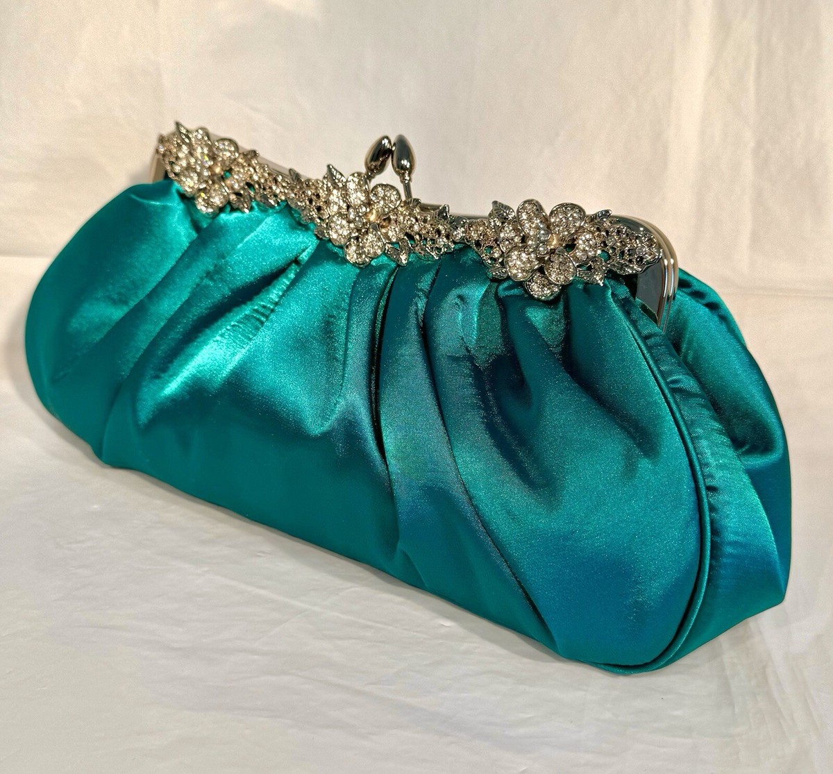 Women's Clutch Bag Handbag Aqua Satin Bag Occasions