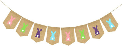 Easter Bunny Rabbit Burlap Banner Bunting Garland, Easter Party Favors Decoratio