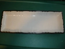 Versailles Ambiance Rectangle Platter Tray 18"x6" White with Black Curved Edges
