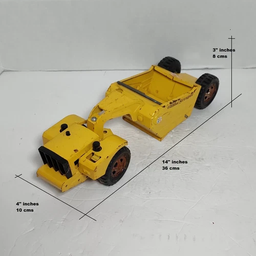 Vintage Tonka Mini Scraper Earth Mover 14" Pressed Steel Yellow - FREE SHIPPING!