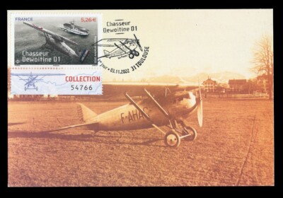 FRANCE 2022 Carte Maximum - Avion Chasseur Dewoitine D1, fighter aircraft 1922
