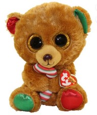 Ty Christmas Beanie Boos Collection 10" Bella the Brown Bear w/Candy Cane Plush