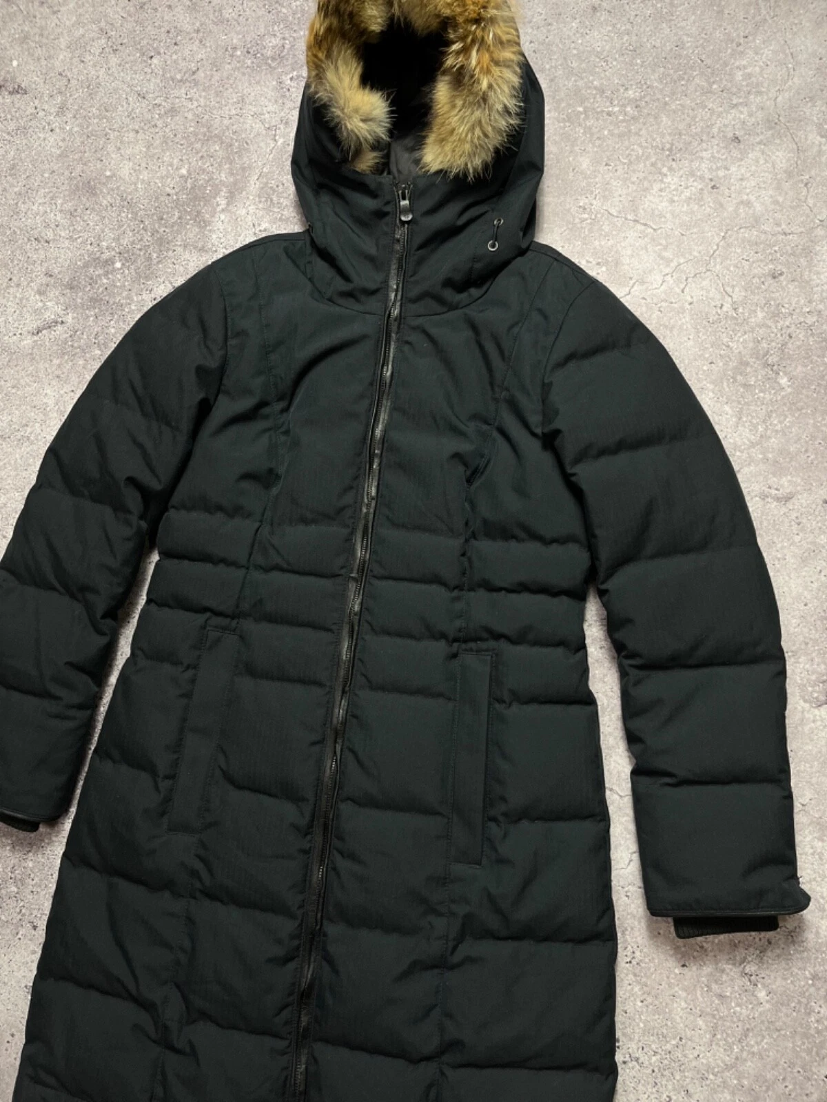 Canada Goose Pembina cappotto giacca con pelliccia etichetta nera donna taglia S piumino d'oca