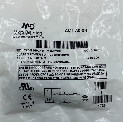 Micro Detectors AM1-A0-2H Inductive Proximity Sensor M12 2mm NPN NO NSFS  