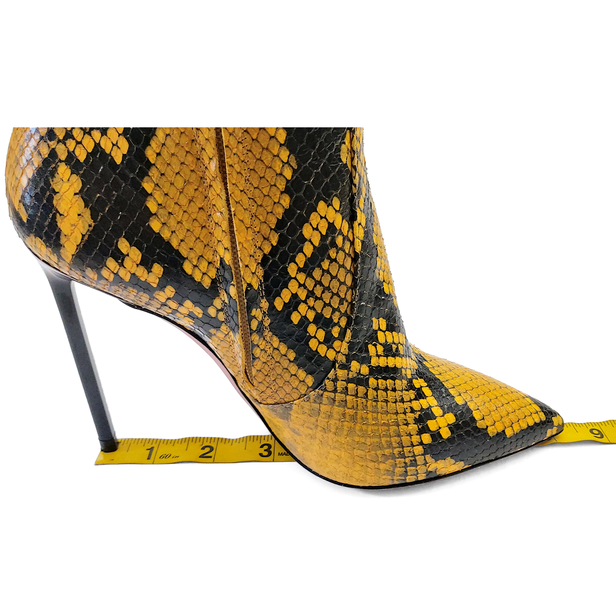 Bally Barbra 105 Yellow Python Print Leather High-heeled Bally Barbra 105 Yellow Python Print Leather High-heeled