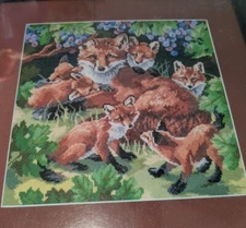 Artistic Counted Cross Stitch Kit  Den Mother Kit Mother Fox with Babies