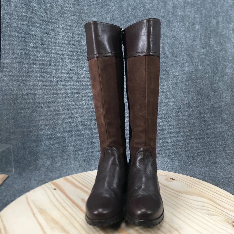 Aqua Diva Boots Womens 7.5 Waterproof Brown Leather Zip Block Tall Knee High - Image 4 of 4