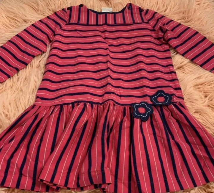 Nuevo con etiquetas Vestido Florence Eiseman Niñas Rosa-Azul Marino Rayas Talla 5 Foto 2 de 4