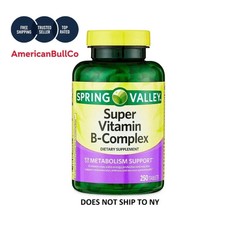 Spring Valley Super B-Complex 250 Tablets Energy Metabolism Support