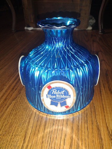 PABST BLUE RIBBON BEER SIGN LIGHT SHADE VINTAGE 3 LOGO WALL SCONCE