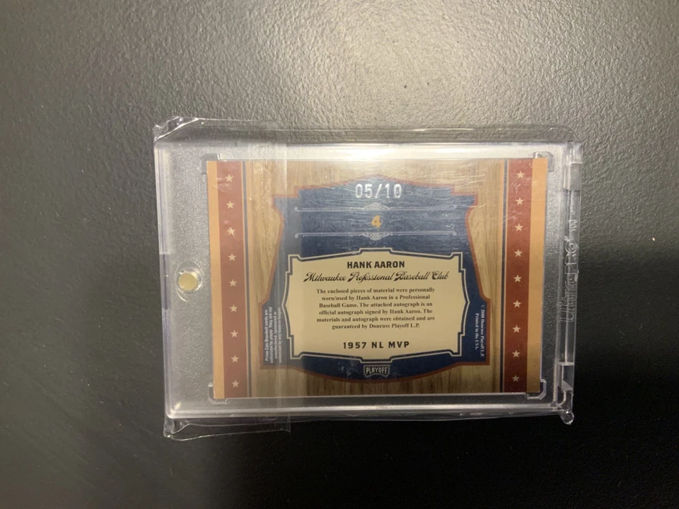 2008 DONRUSS PLAYOFF PRIME CUTS HANK AARON AUTO GAME USED BAT Autograph  /10   - Image 2 of 3